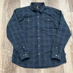 Kuhl Mens Flannel Size Large Navy Blue Outdoors  Camping Casual